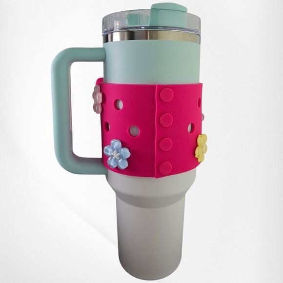 Barbie Pink Jumbo Princess Ribbon Bow Silicone Tumbler Sleeve | Stanley 40oz - Picture 4 of 5